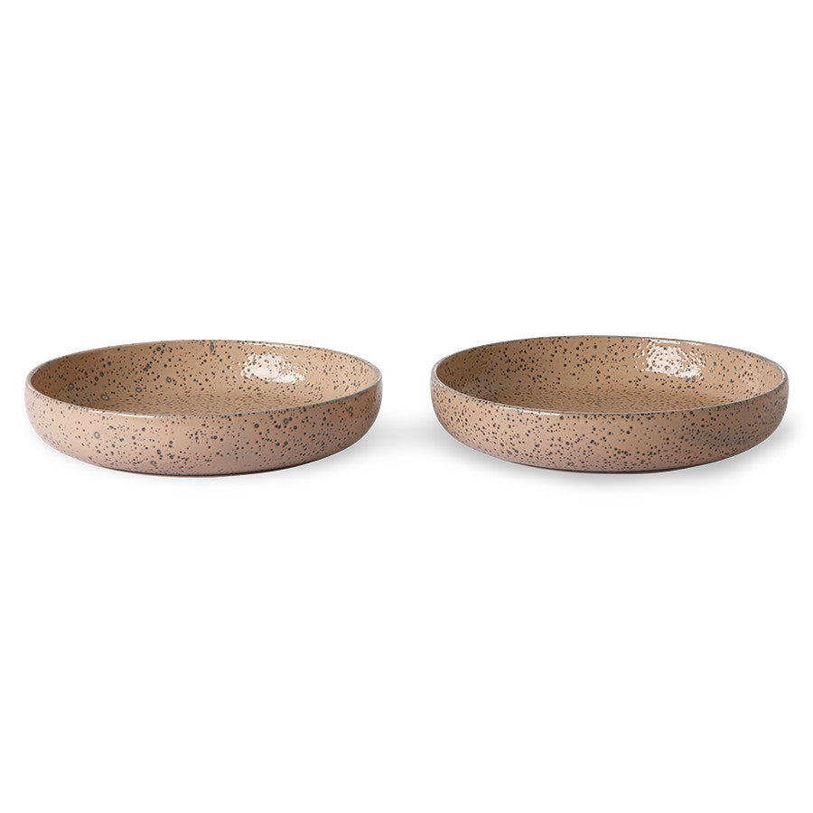 HKliving - Diep bord taupe gradient keramiek, set van 2