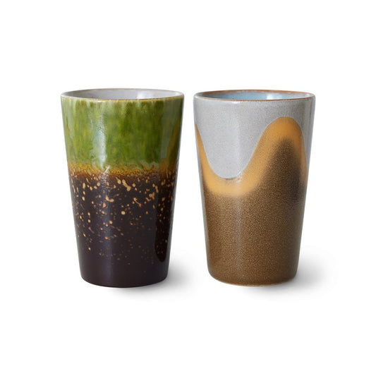 HKliving - Thee mokken Fuse 70's keramiek, set van 2