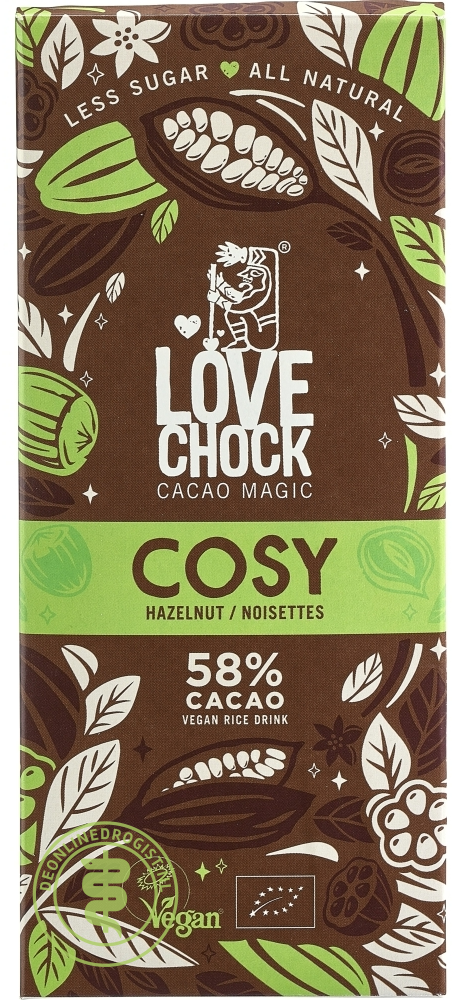 Vegan hazelnoot chocola 'COSY' 58% cacao BIO