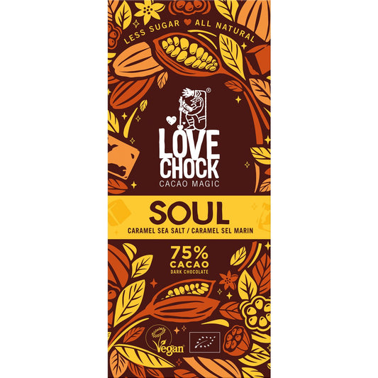 Vegan chocolade 'SOUL' Caramel & Seasalt 75% cacao BIO