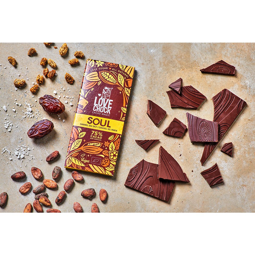 Vegan chocolade 'SOUL' Caramel & Seasalt 75% cacao BIO