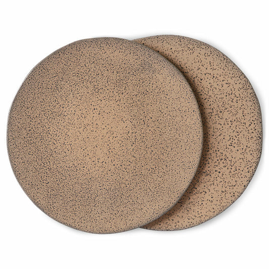 HKliving - Dinerbord taupe gradient keramiek, set van 2