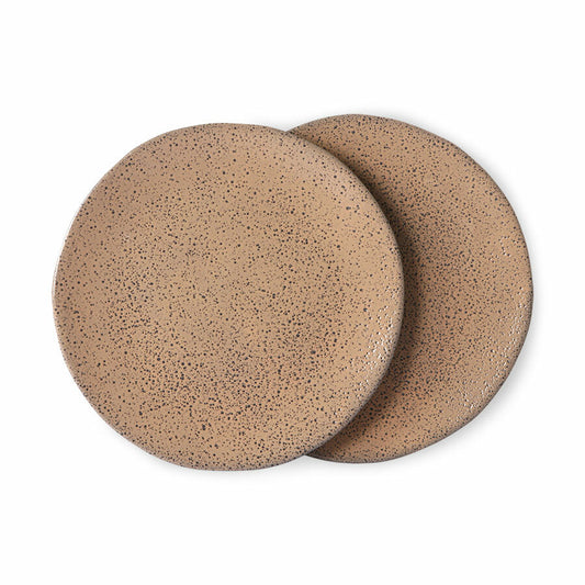 HKliving - Ontbijtbord taupe Gradient keramiek, set van 2