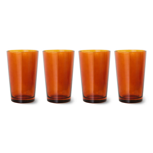 HKliving - Theeglazen Amber brown, 70's glassware, set van 4