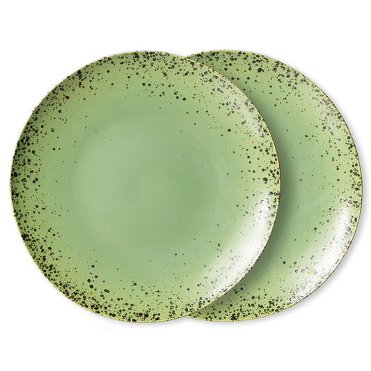 HKliving - Dinerbord kiwi keramiek, set van 2