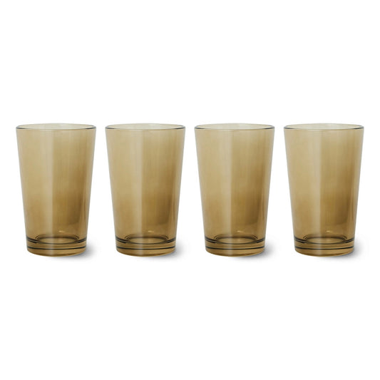 HKliving - Theeglazen Mud brown, 70's glassware, set van 4