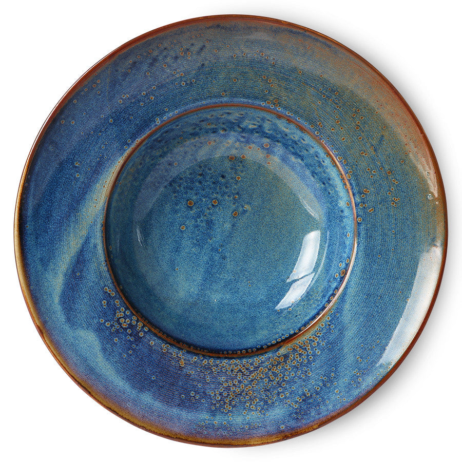 HKliving - Pastabord Rustic blue, Chef ceramics