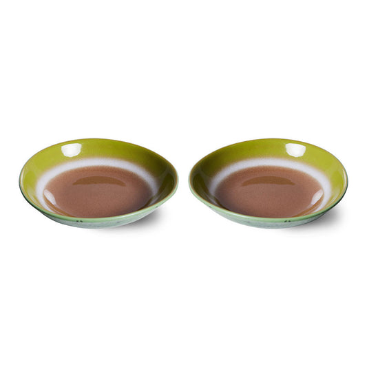HKliving - Curry bowls Upside down/Funky Music 70's keramiek, set van 2
